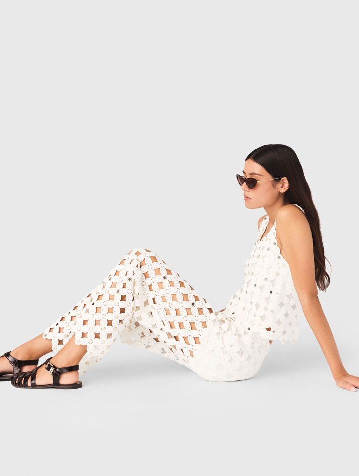 Crochet trousers with mirrors
