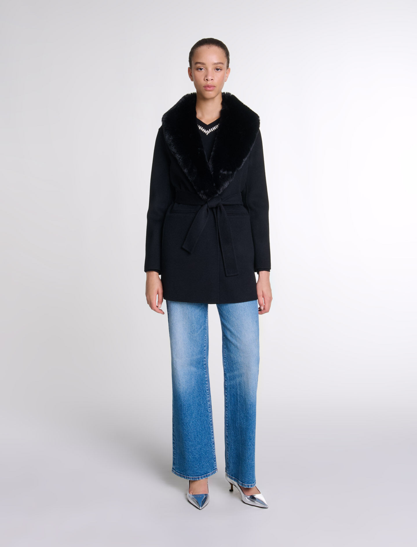 Manteau mi long double face