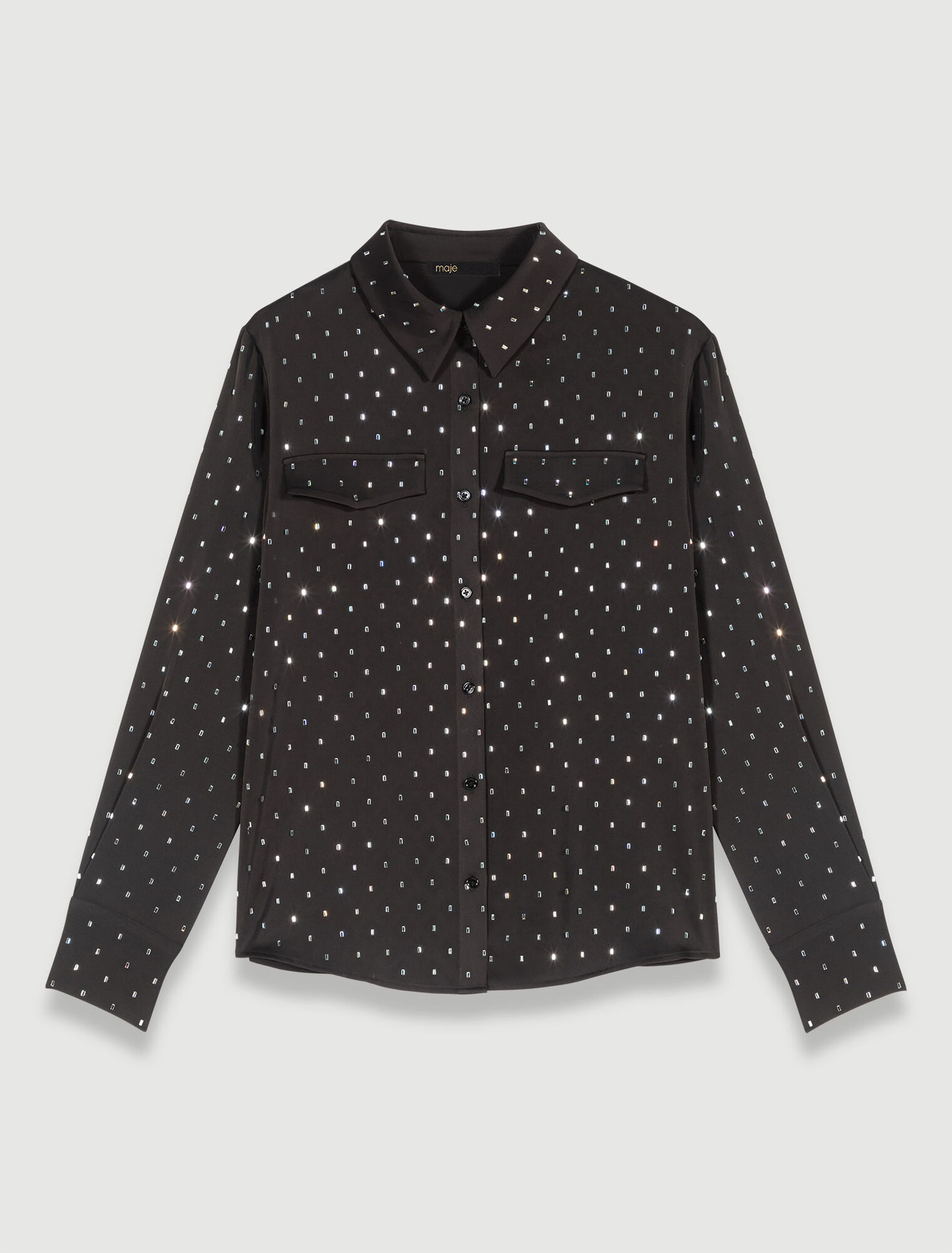 Chemise satinée à strass