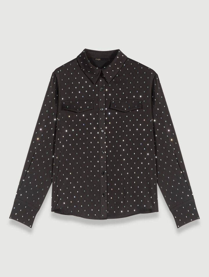 Chemise satinée à strass