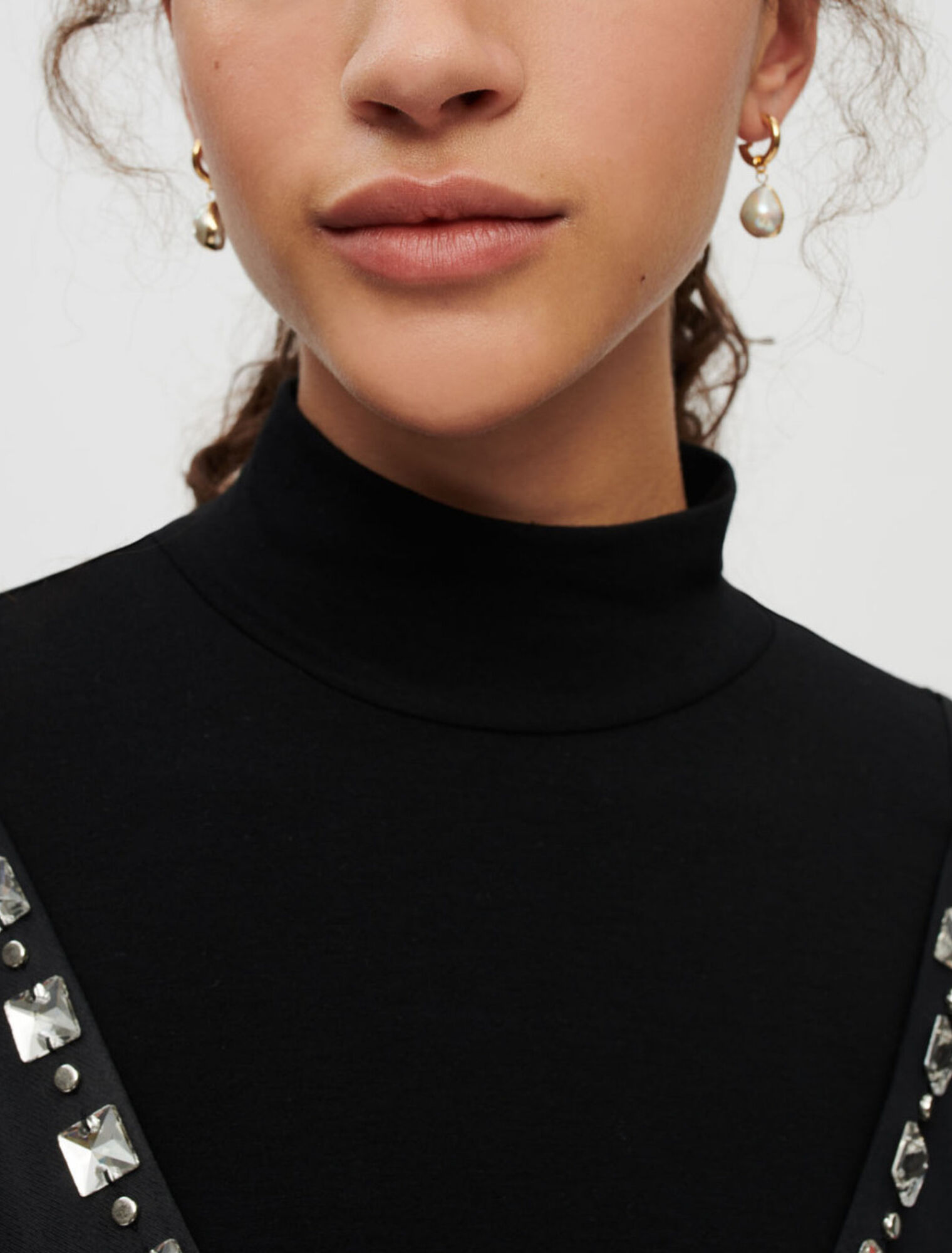 Black satin dress with jeweled straps
