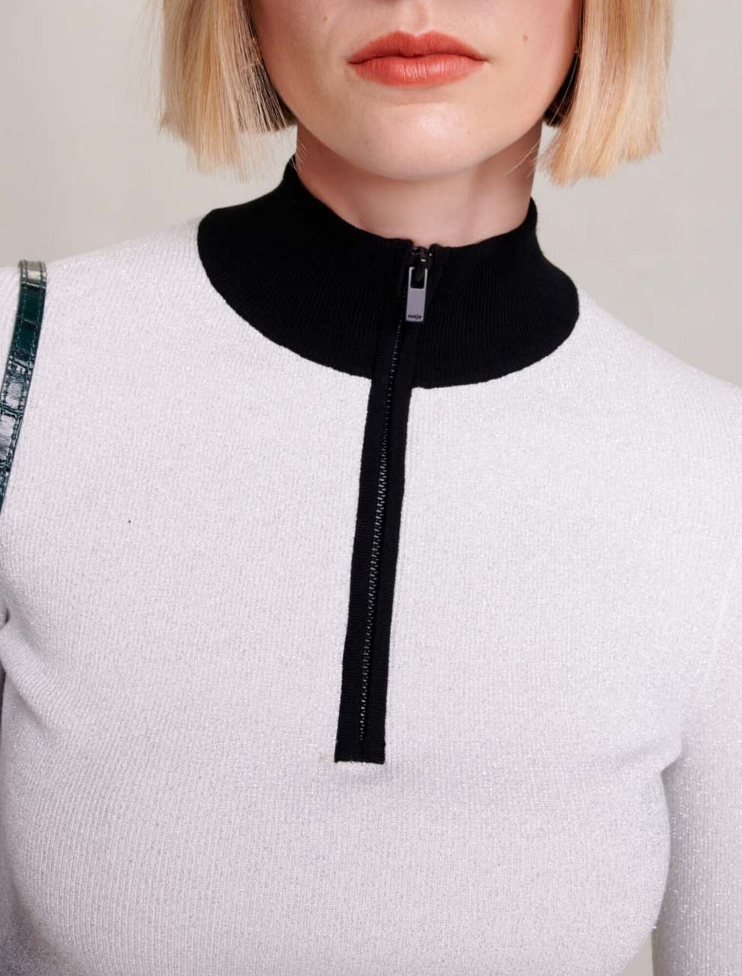 Cropped decorative knit jumper