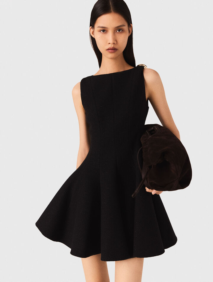Robe courte évasée en tweed