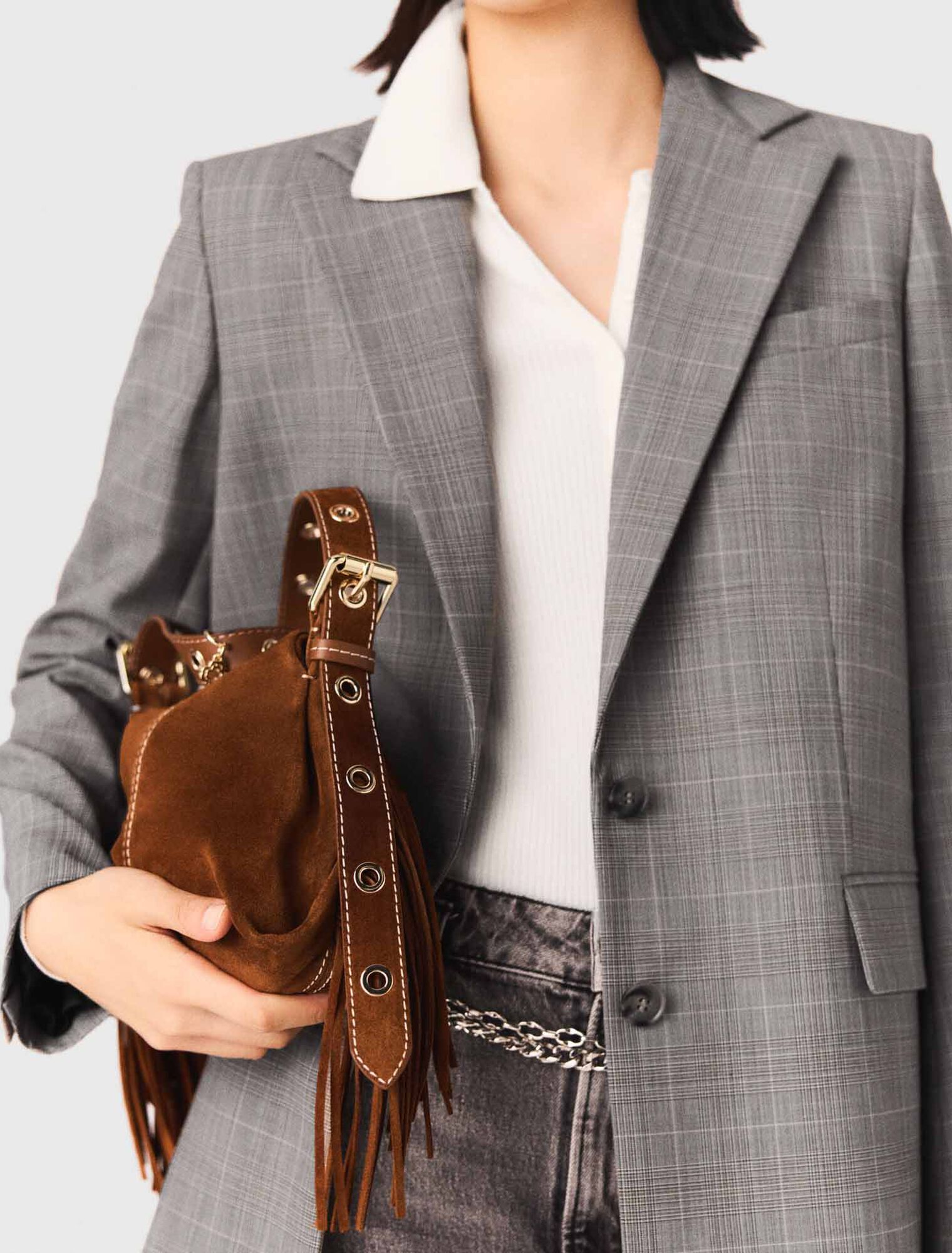 Topstitched suede Miss M Mini bag