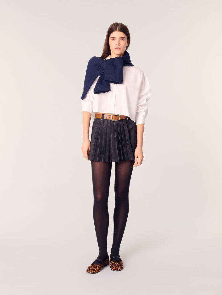 Short trompe l'œil en denim plissé