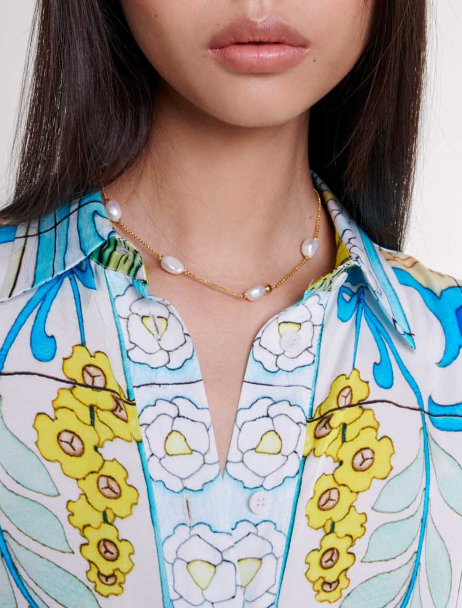 Chemise satin&eacute;e imprim&eacute;e