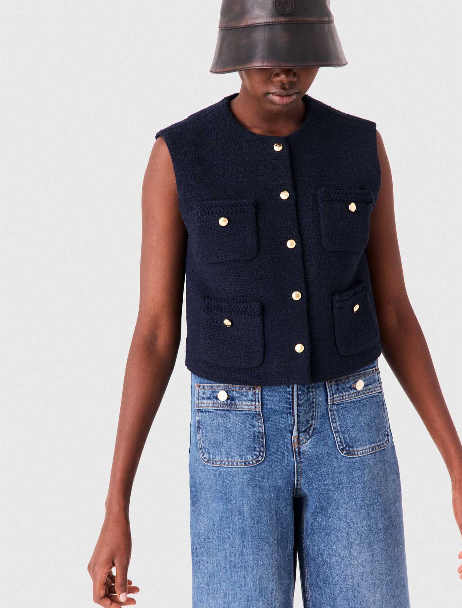 Veste en tweed sans manches
