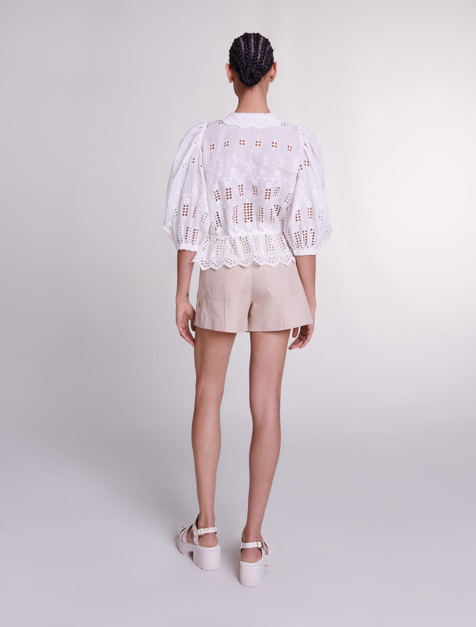 Embroidered ramie blouse