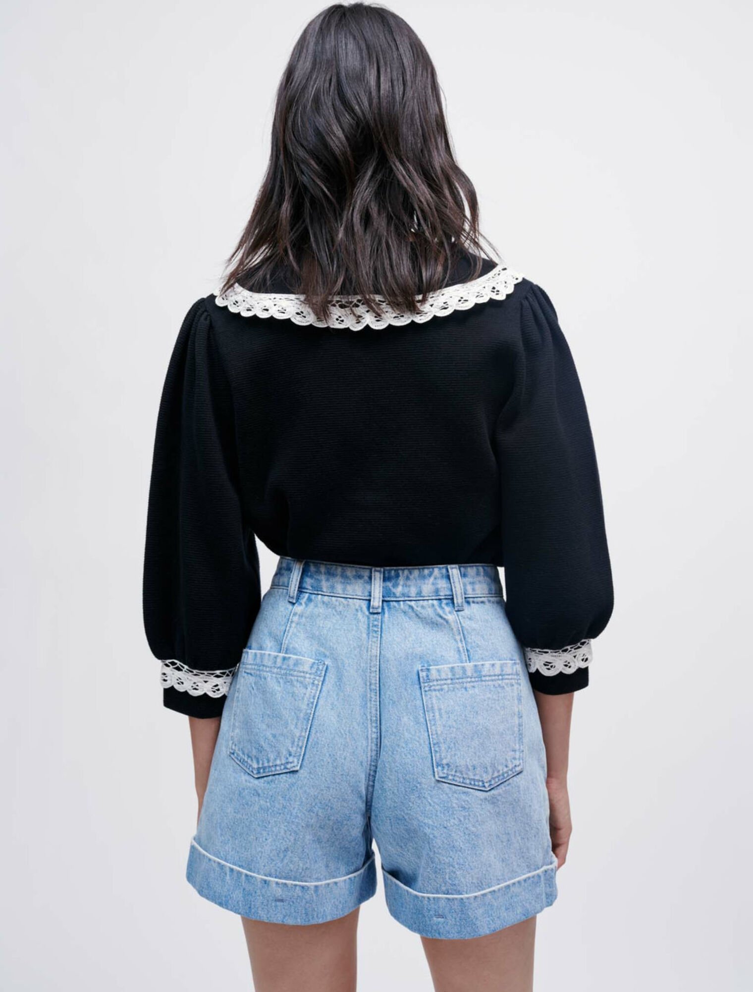 Denim shorts with studs