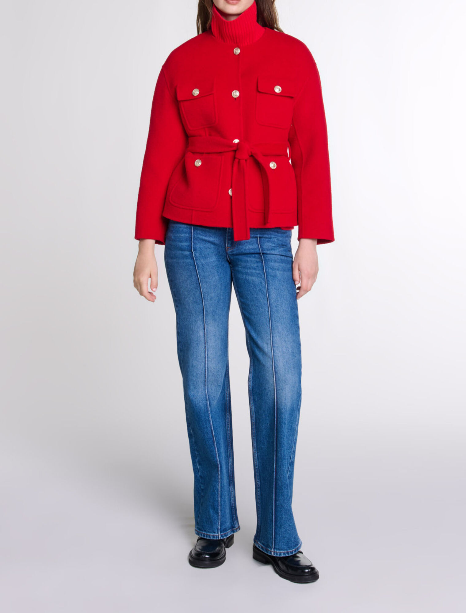 Belted double-faced jacket