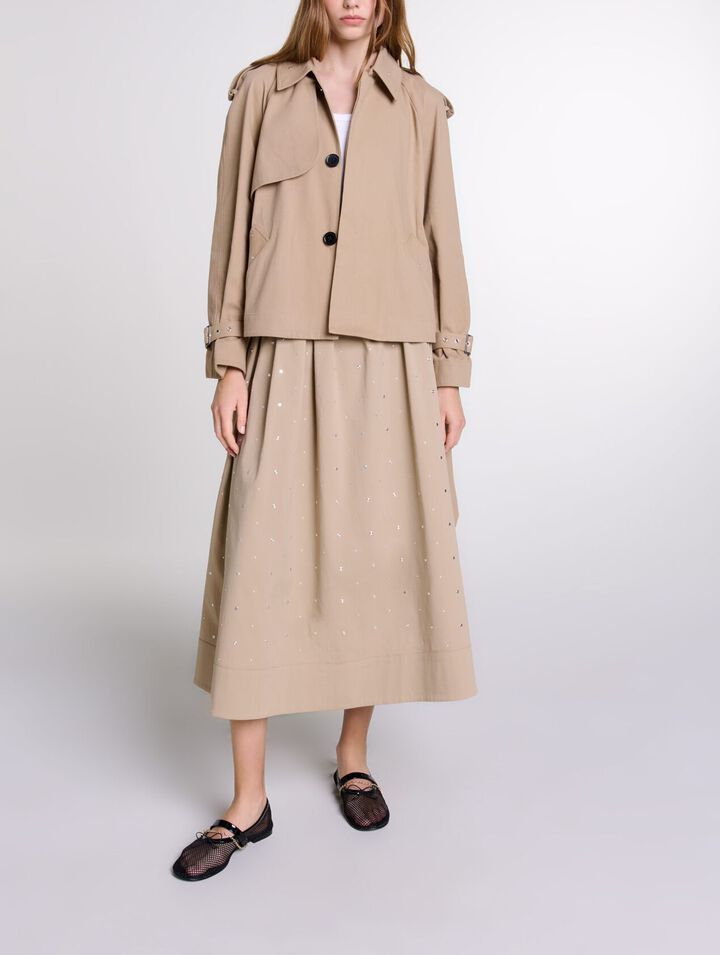 Long studded cotton skirt