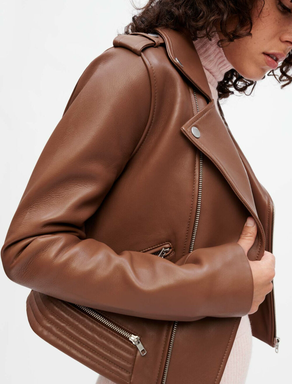 Maje biker leather jacket top