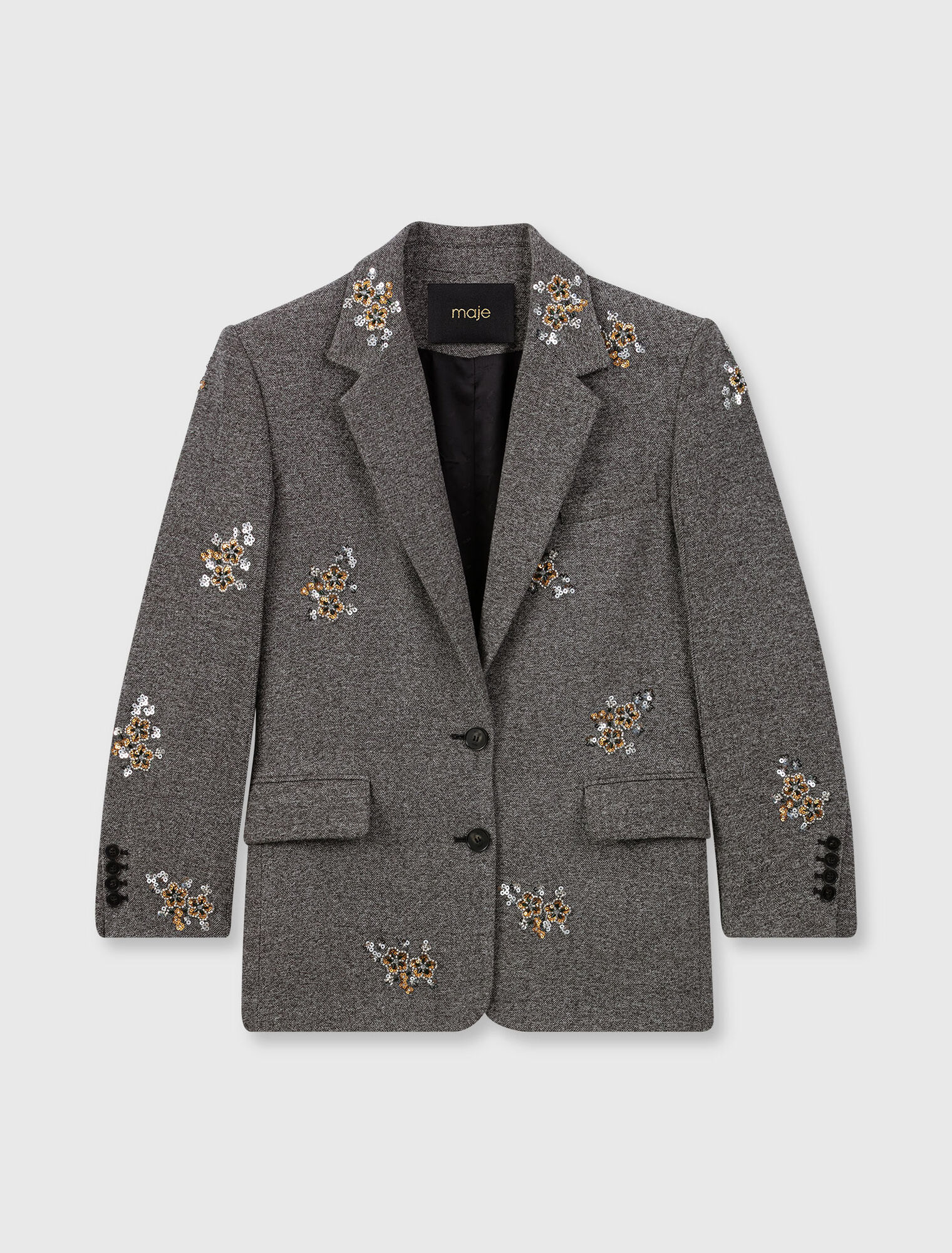Veste en laine avec fleurs brodées