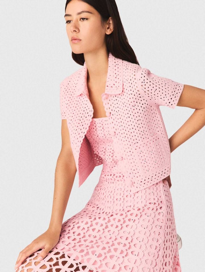 Rhinestone crochet cardigan