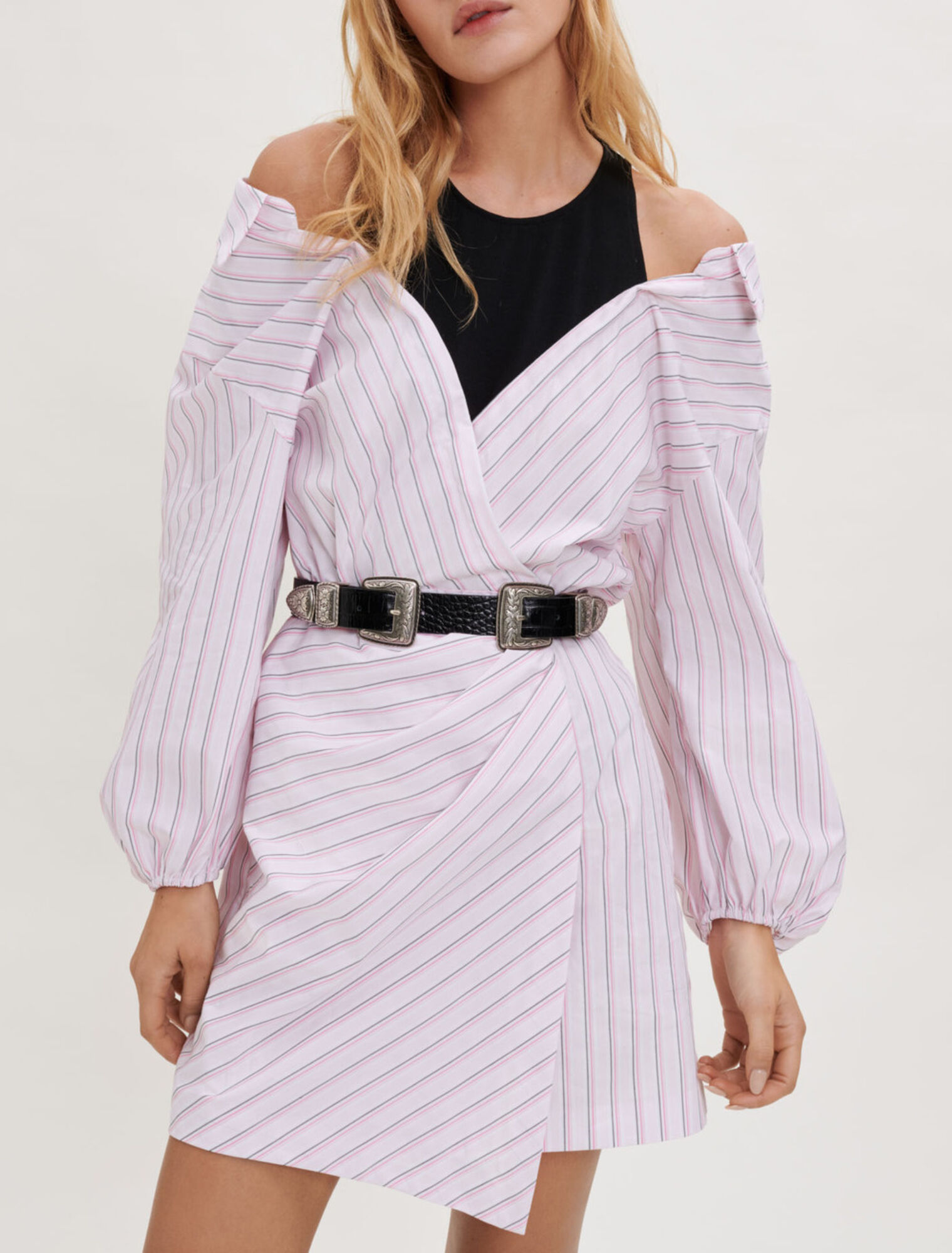 Robe trompe l'œil à rayures
