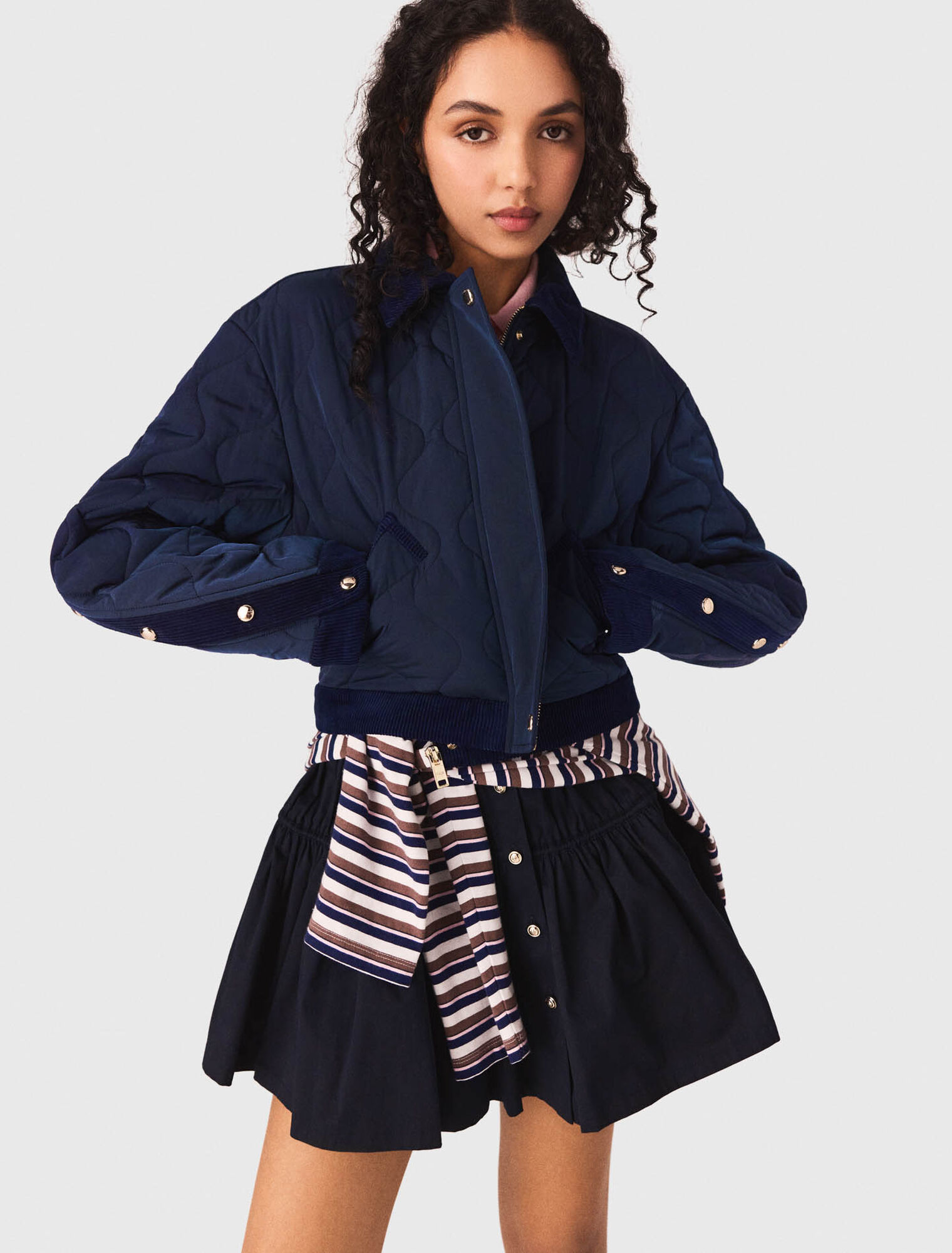 Quilted jacket with velvet details