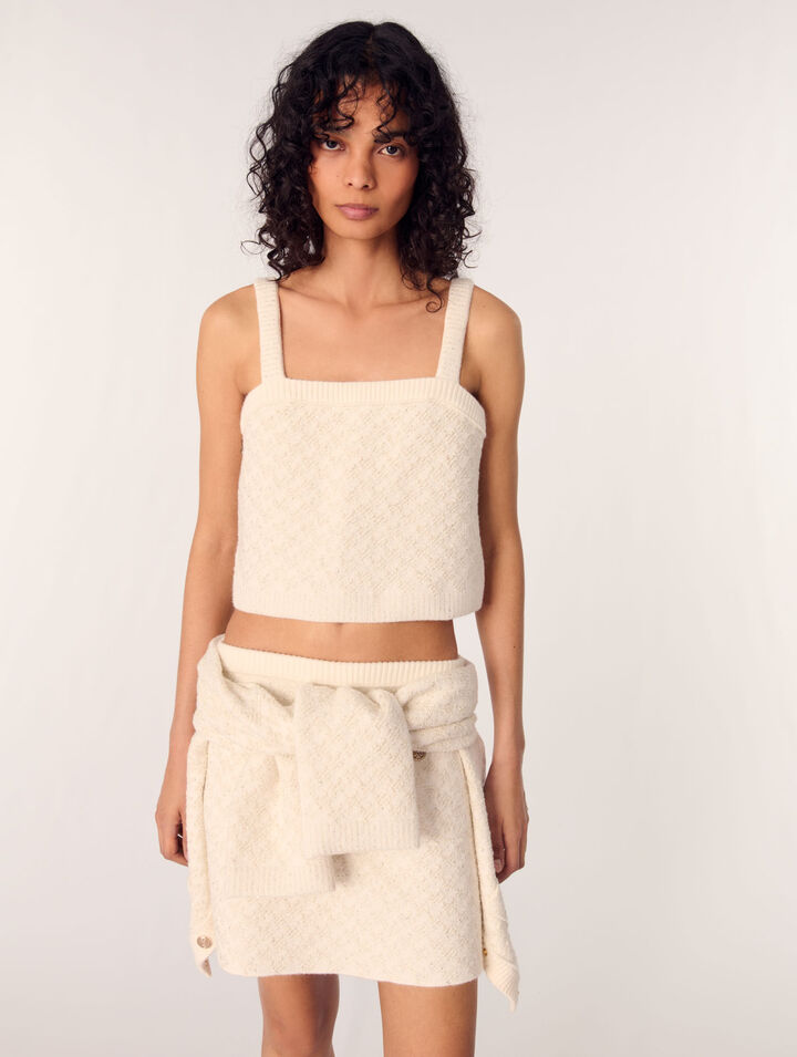 Top court en maille effet tweed