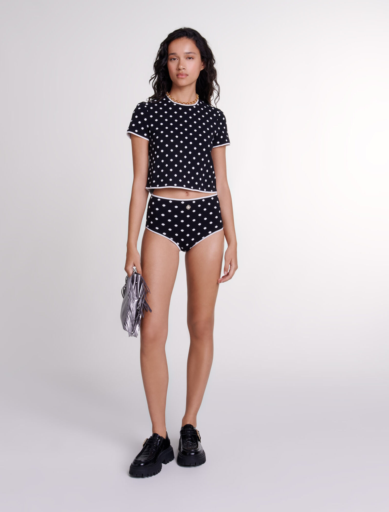 Patterned knit briefs 