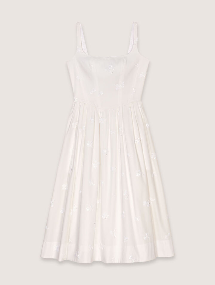 Robe midi en coton brodée