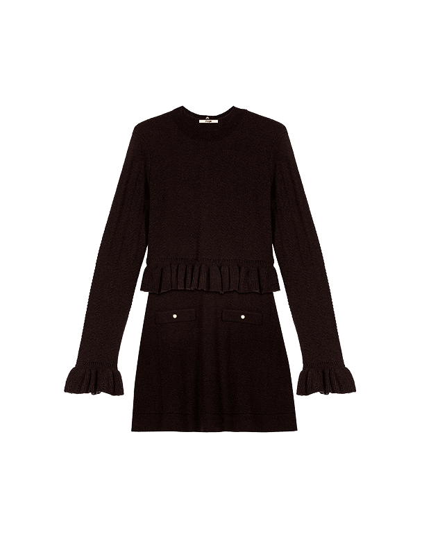 Knit dress with removable sweater