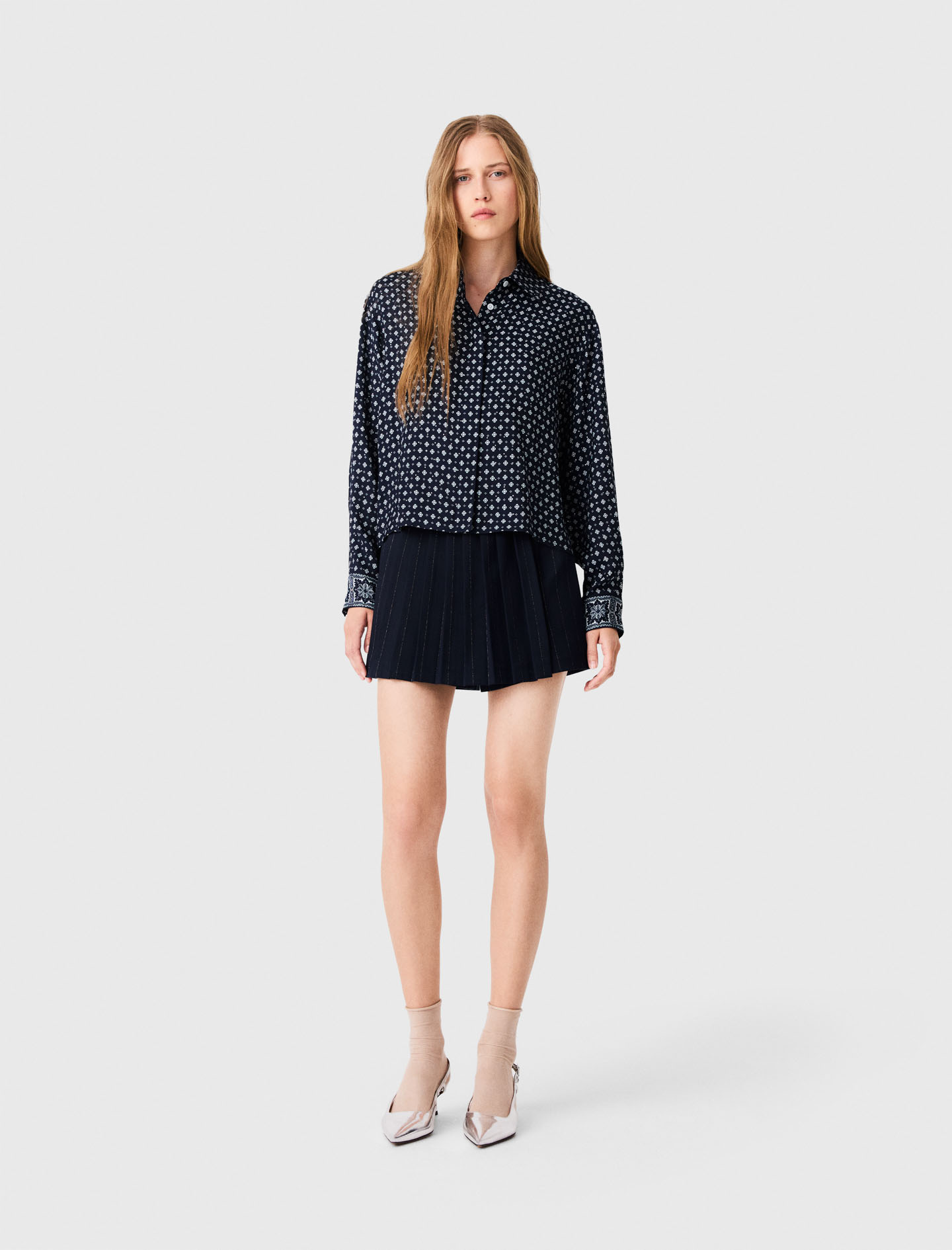 Chemise Imprimée Et Strassée - Marine Loungewear - Taille 0 - Maje
