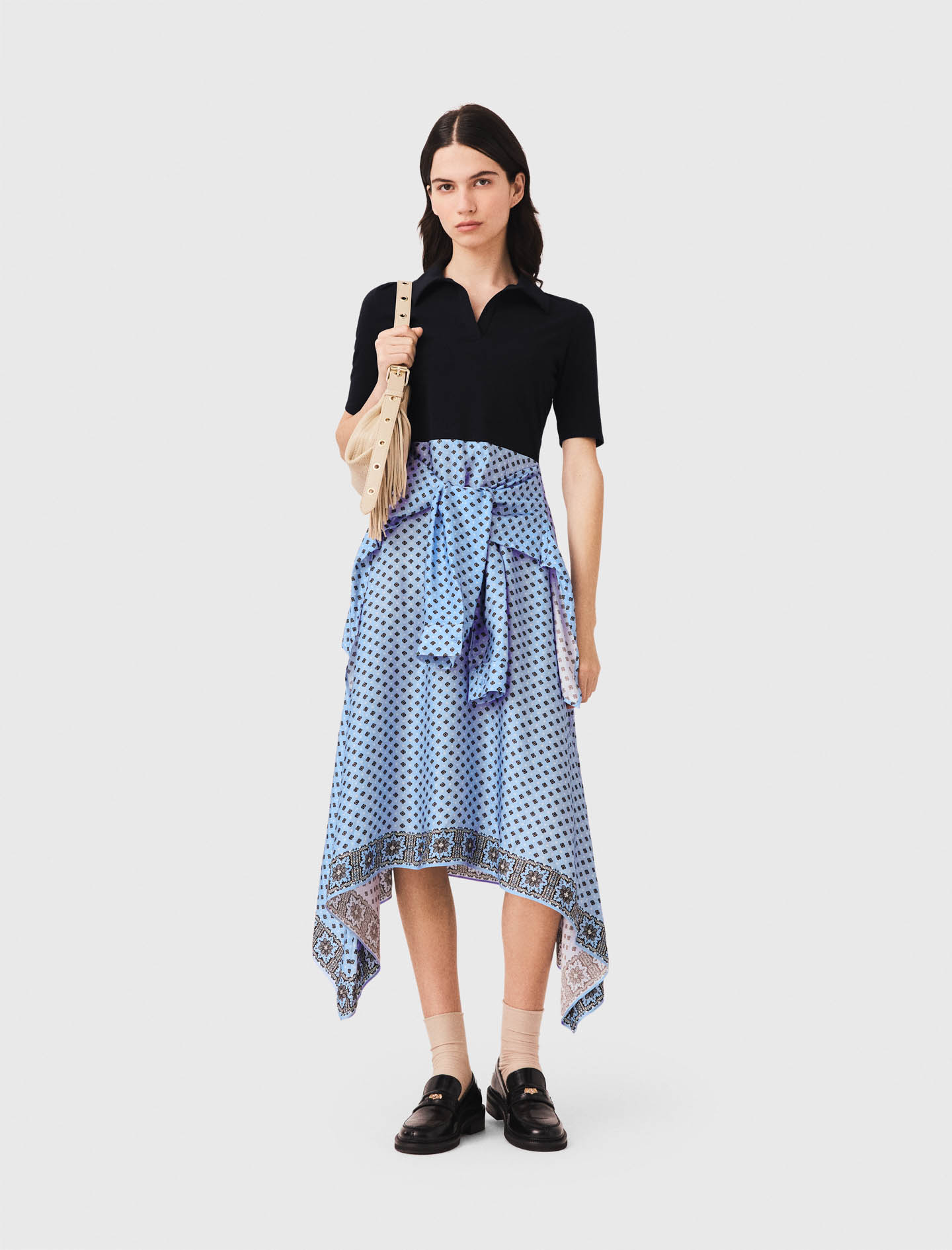 Robe Trompe-l’œil À Jupe Foulard - Bleu Clair Loungewear - Taille 36 - Maje