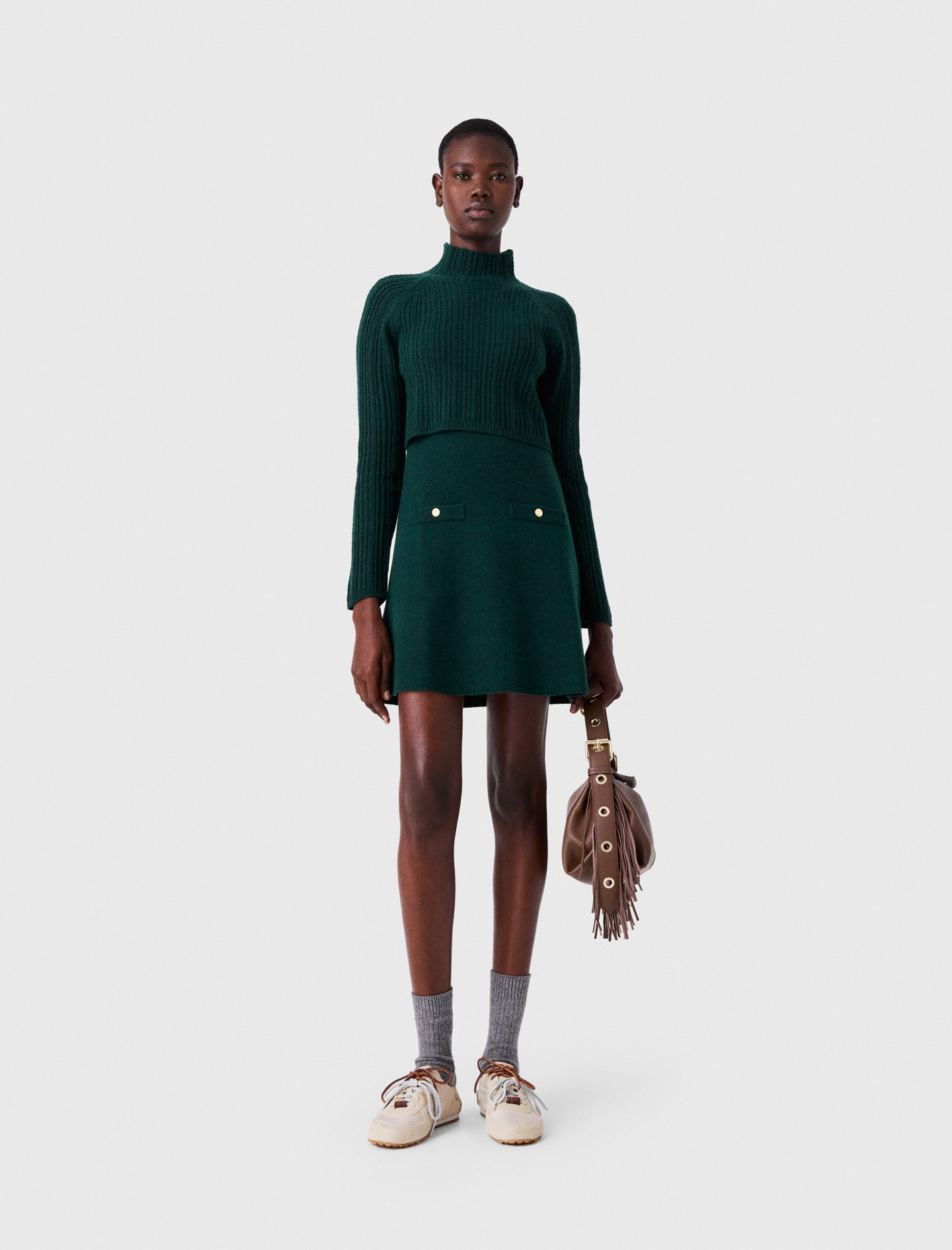 Robe En Maille Avec Pull Amovible - Vert - Taille 40 - Maje