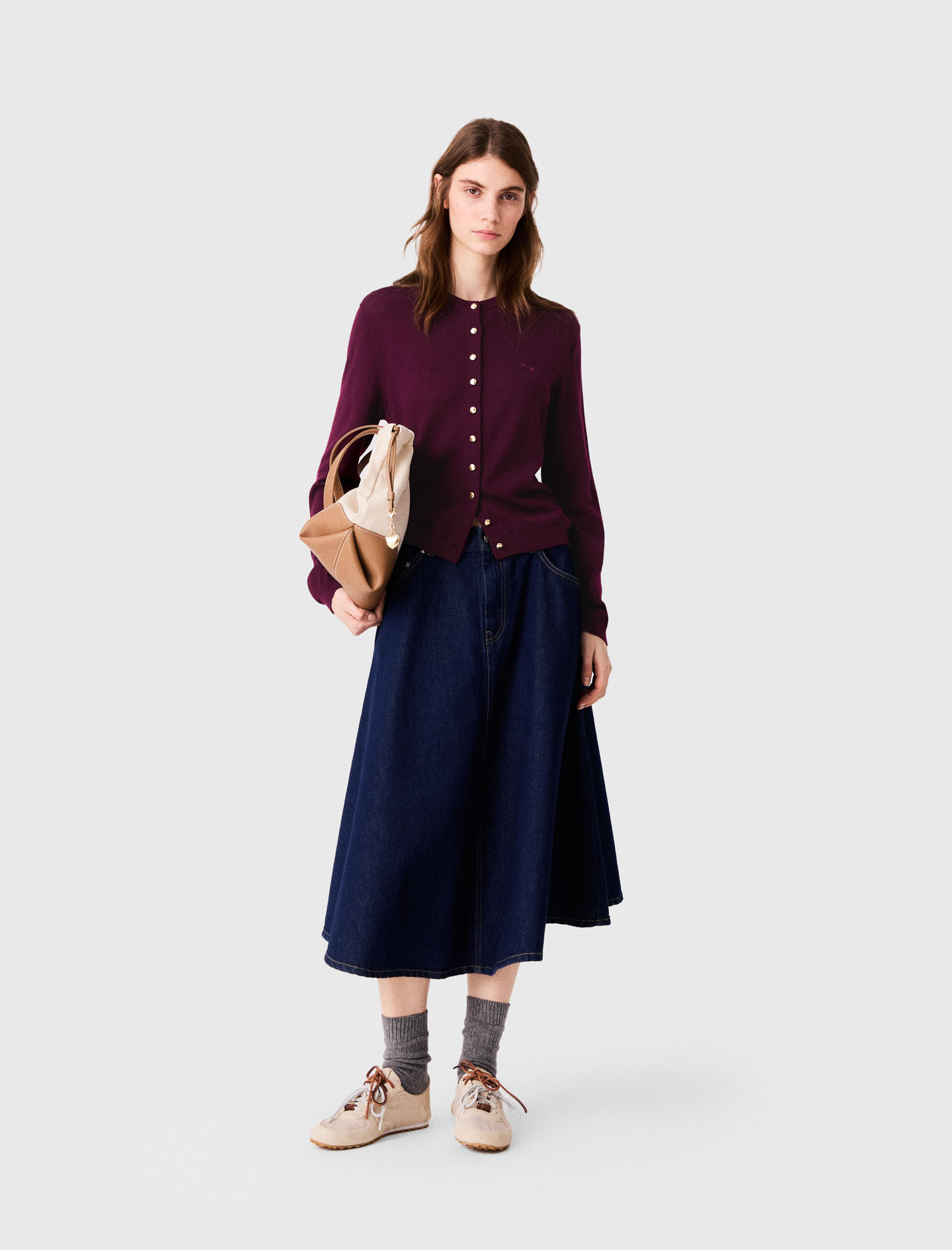 Cardigan Avec Logo Brodé - Aubergine - Taille 0 - Maje