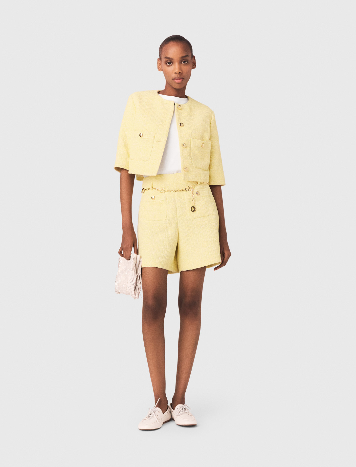 Short En Tweed - Jaune - Taille 40 - Maje