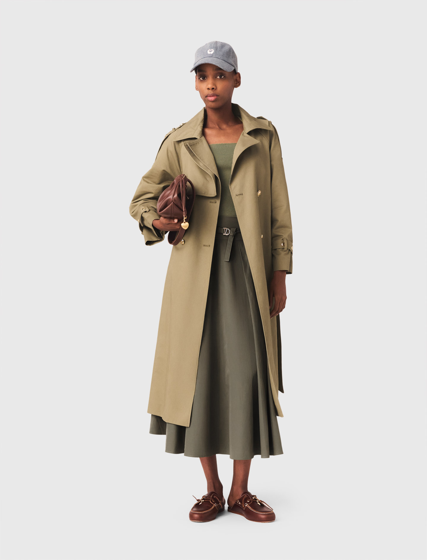 Trench À Studs Et Col Amovible - Vert - Taille 40 - Maje