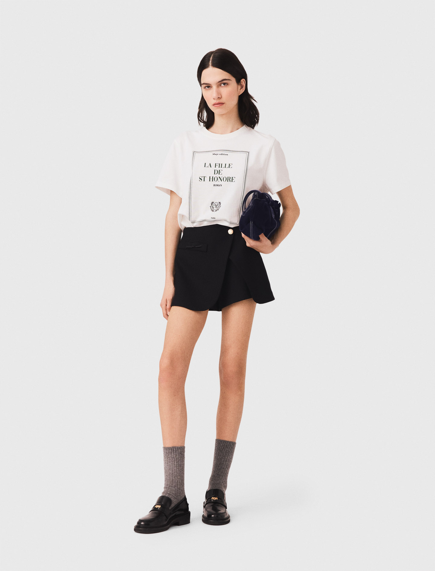 Short Tailoring Trompe L'Œil - Noir - Taille 34 - Maje