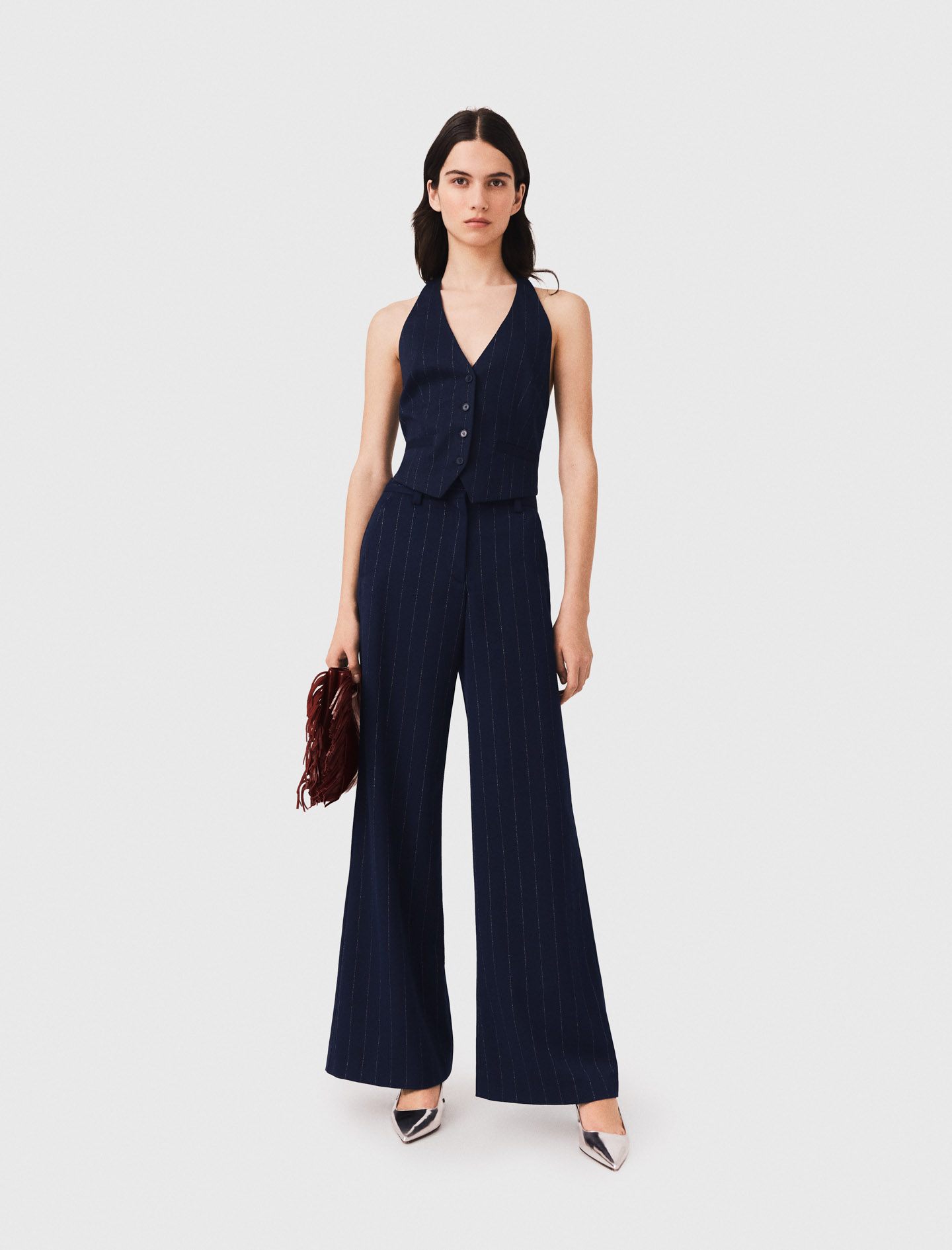 Pantalon De Tailleur - Bleu Marine - Taille 34 - Maje