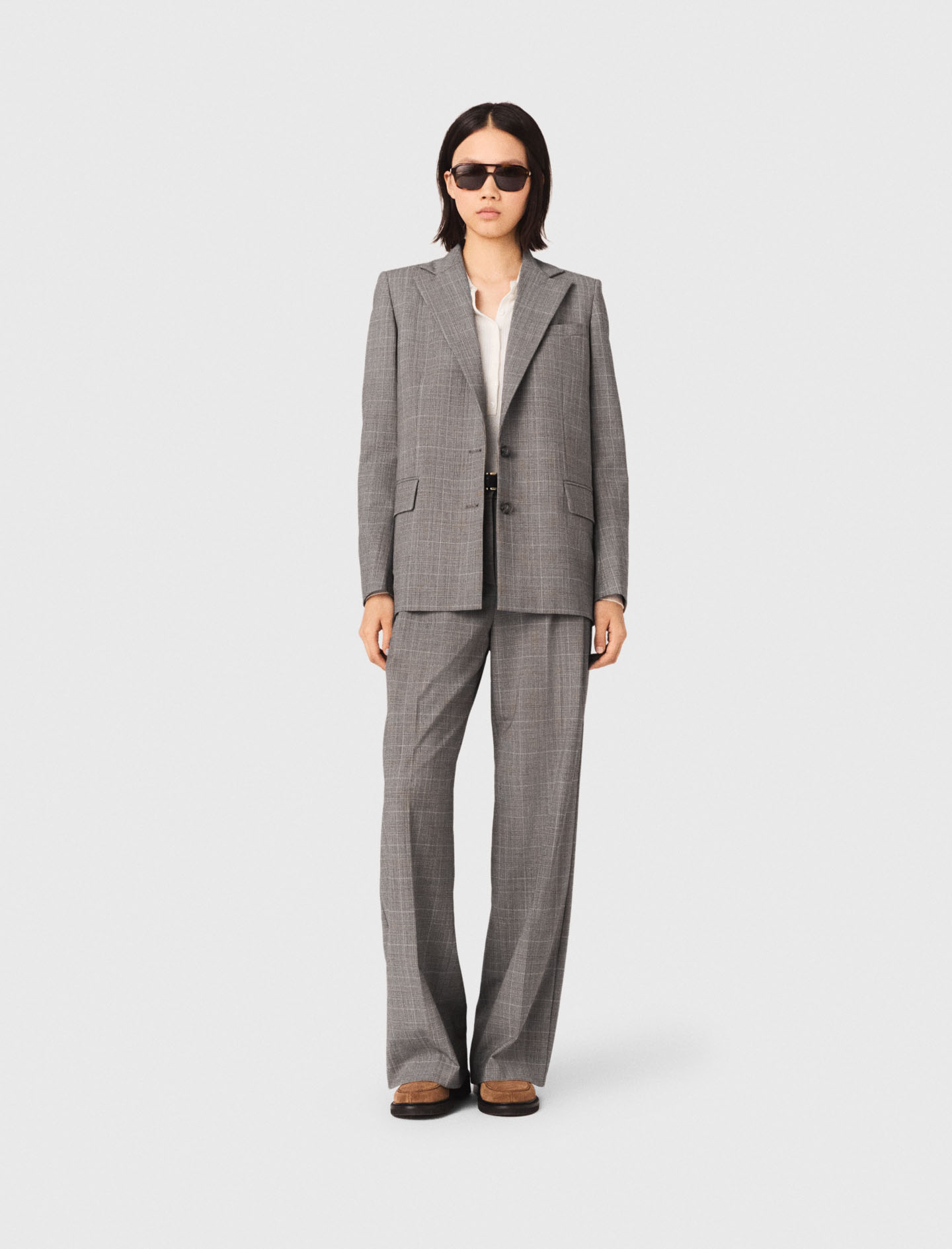 Veste De Tailleur À Carreaux - Gris - Taille 34 - Maje