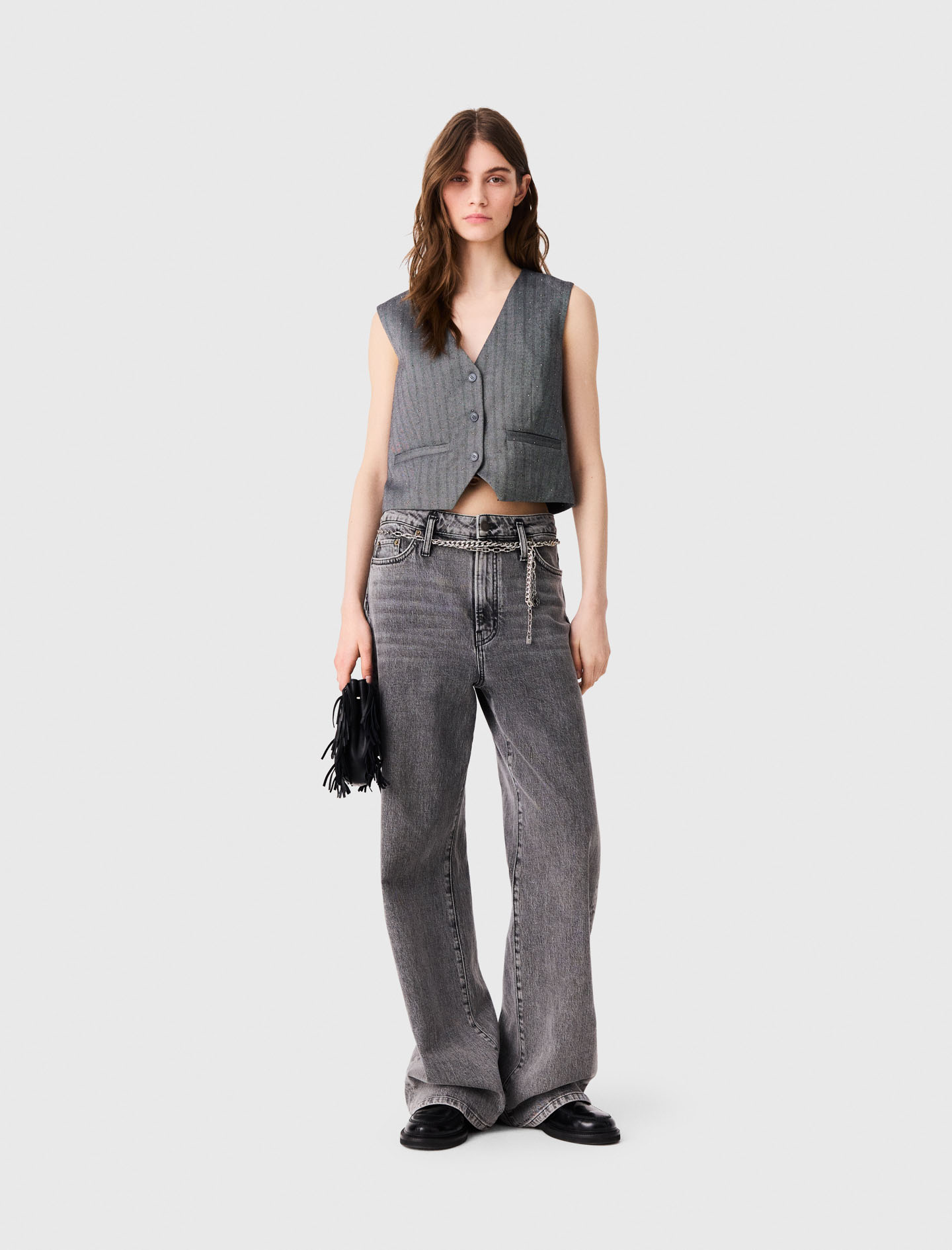Veston De Tailleur Strassé - Gris - Taille 34 - Maje