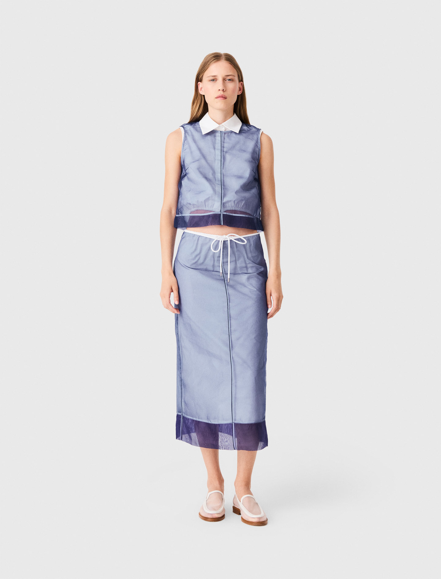 Top En Coton Et Organza Amovible - Bleu - Taille 36 - Maje