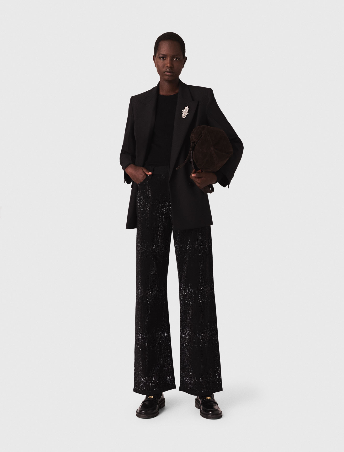 Jean MAJE Slim Noir Délavé - Taille 35/36 Femme, Très Bon état, Matière Coton élastique