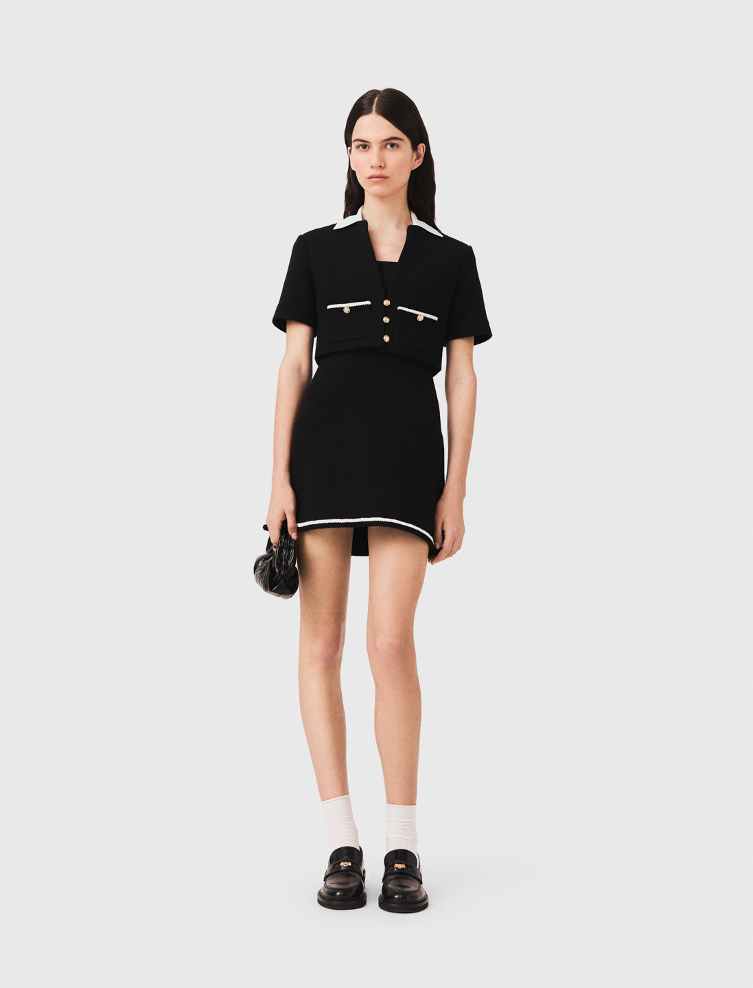 Robe En Tweed 2-en-1 - Noir - Taille 38 - Maje