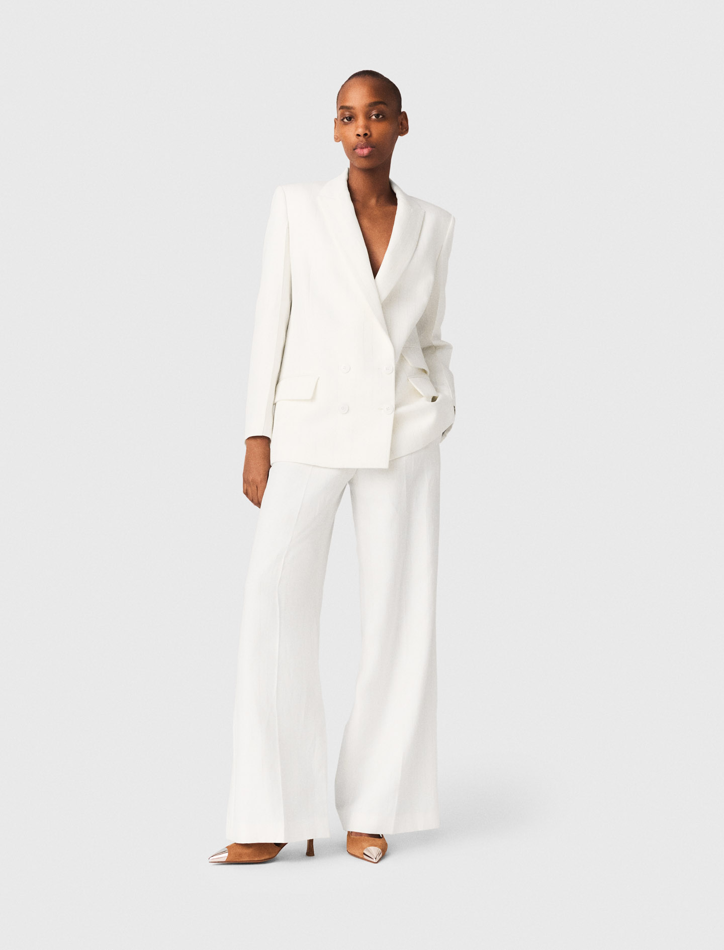Veste De Tailleur Croisée - Blanc - Taille 40 - Maje