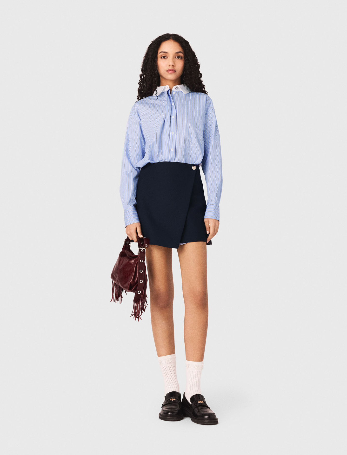 Robe Chemise 2-en-1 - Bleu - Taille 40 - Maje