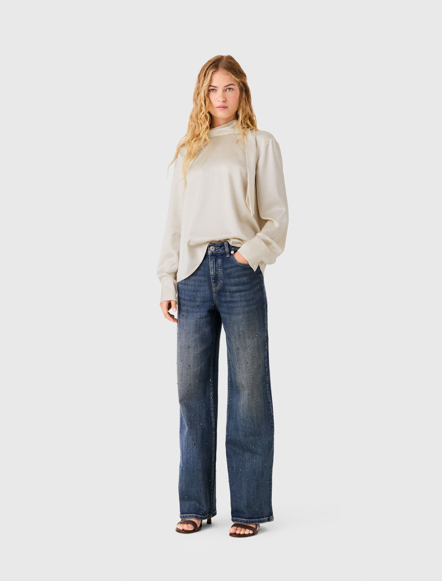 Blouse En Satin À Dos Drapé - Blanc - Taille 0 - Maje