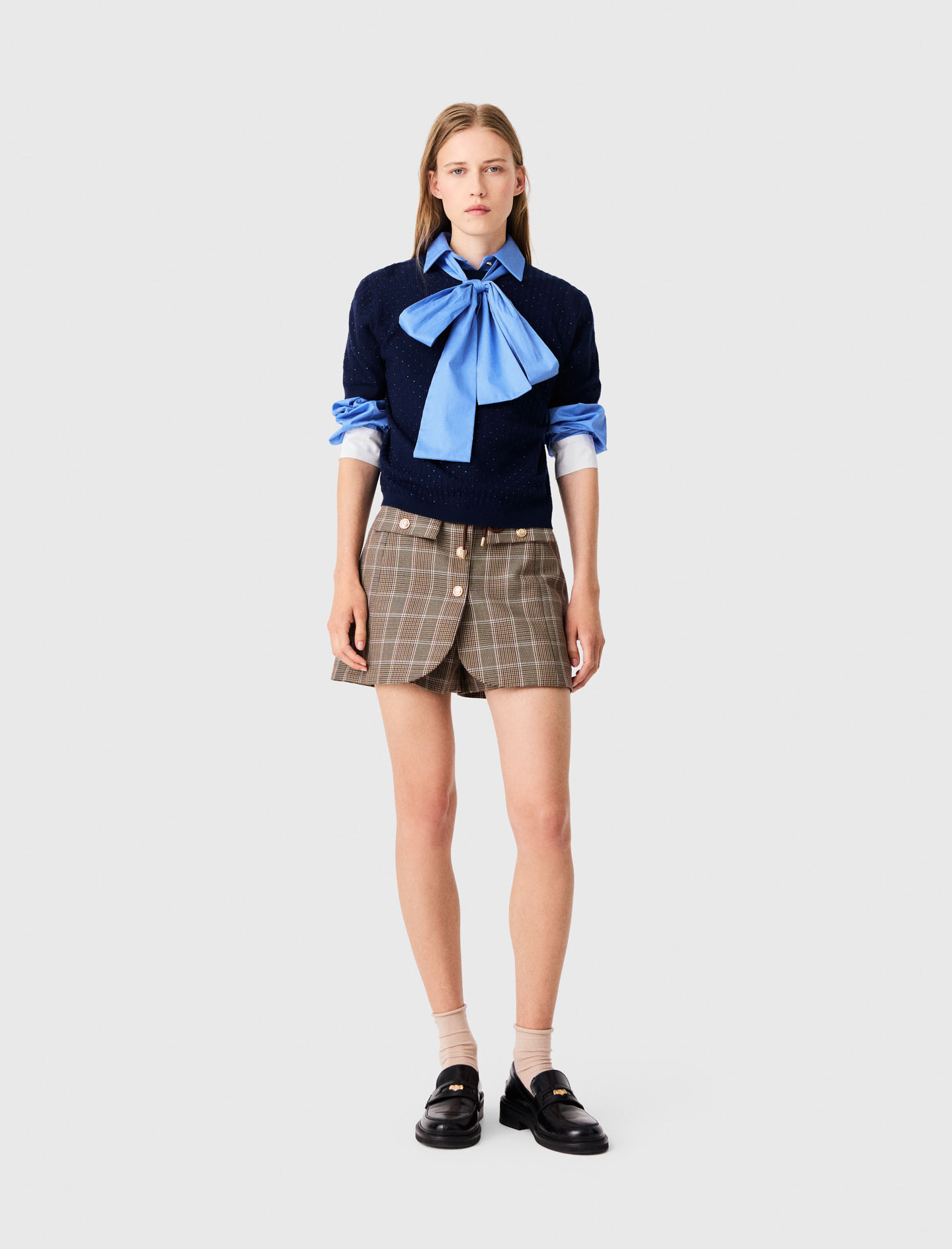 Pull Strassé Ton Sur Ton - Bleu Marine - Taille 0 - Maje