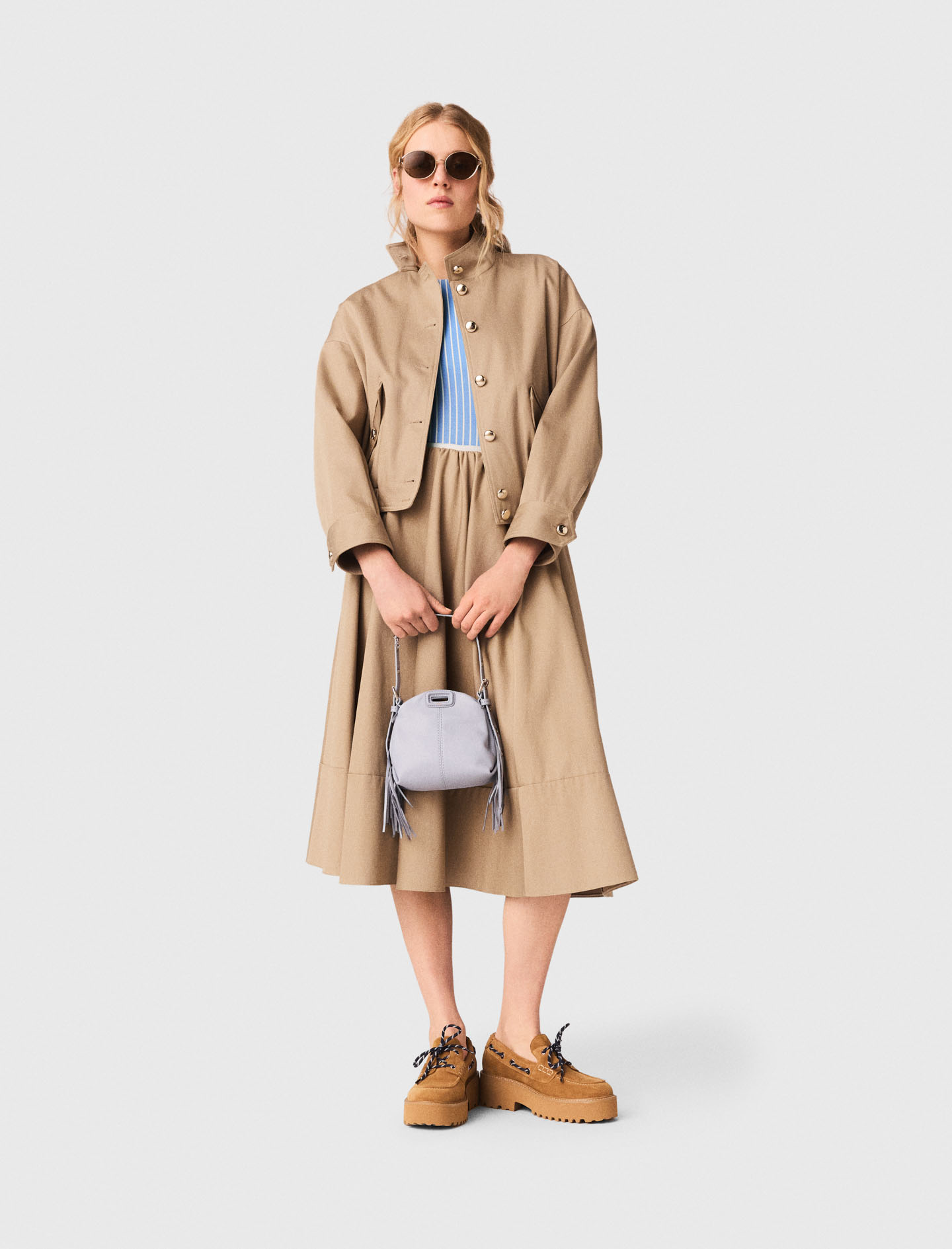 Blouson Bomber En Coton - Beige - Taille 40 - Maje