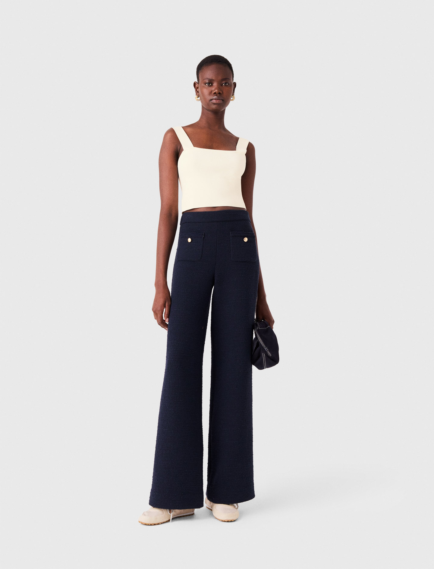 Crop Top En Maille - Blanc - Taille 3 - Maje