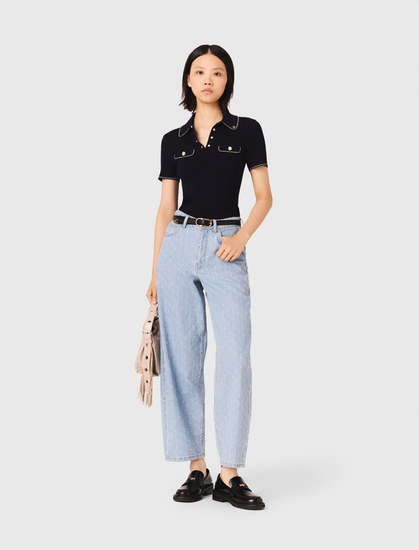 Polo À Manches Courtes - Bleu Marine - Taille 3 - Maje