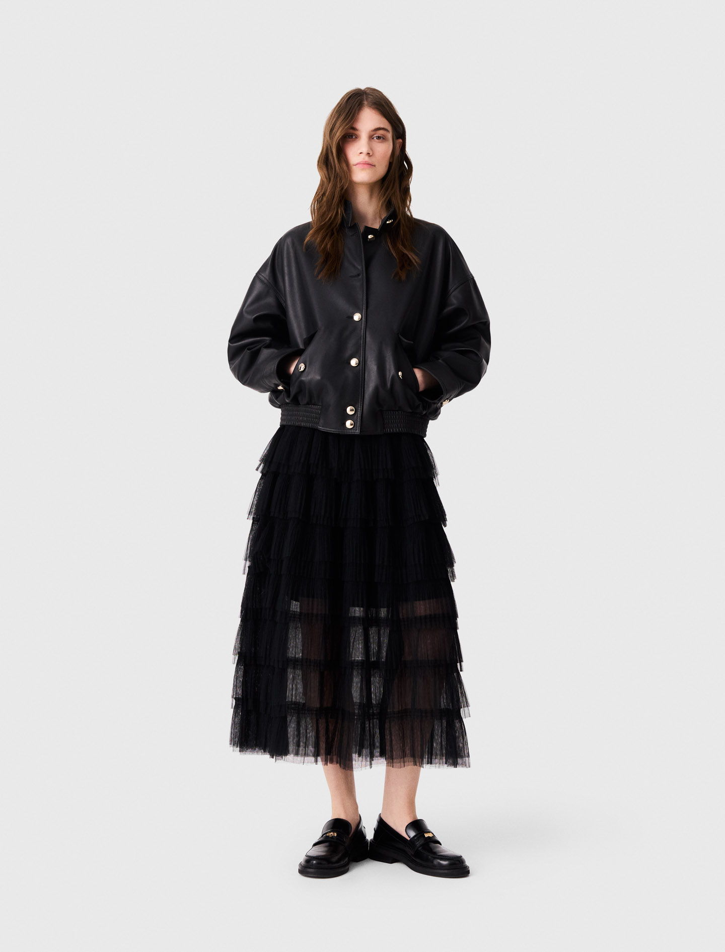 Jupe Midi En Tulle - Noir - Taille 38 - Maje
