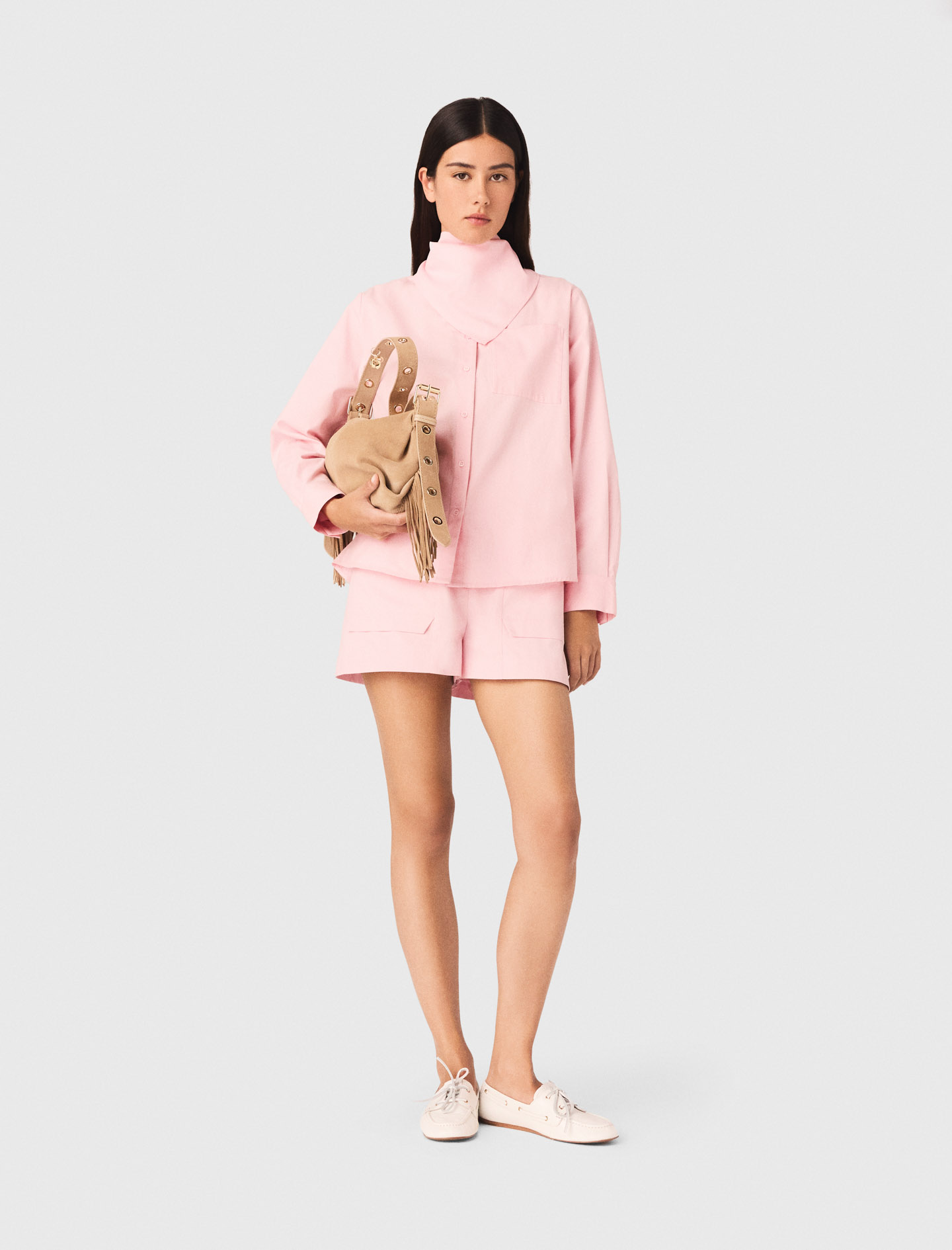 Chemise Avec Foulard Amovible - Rose - Taille 2 - Maje