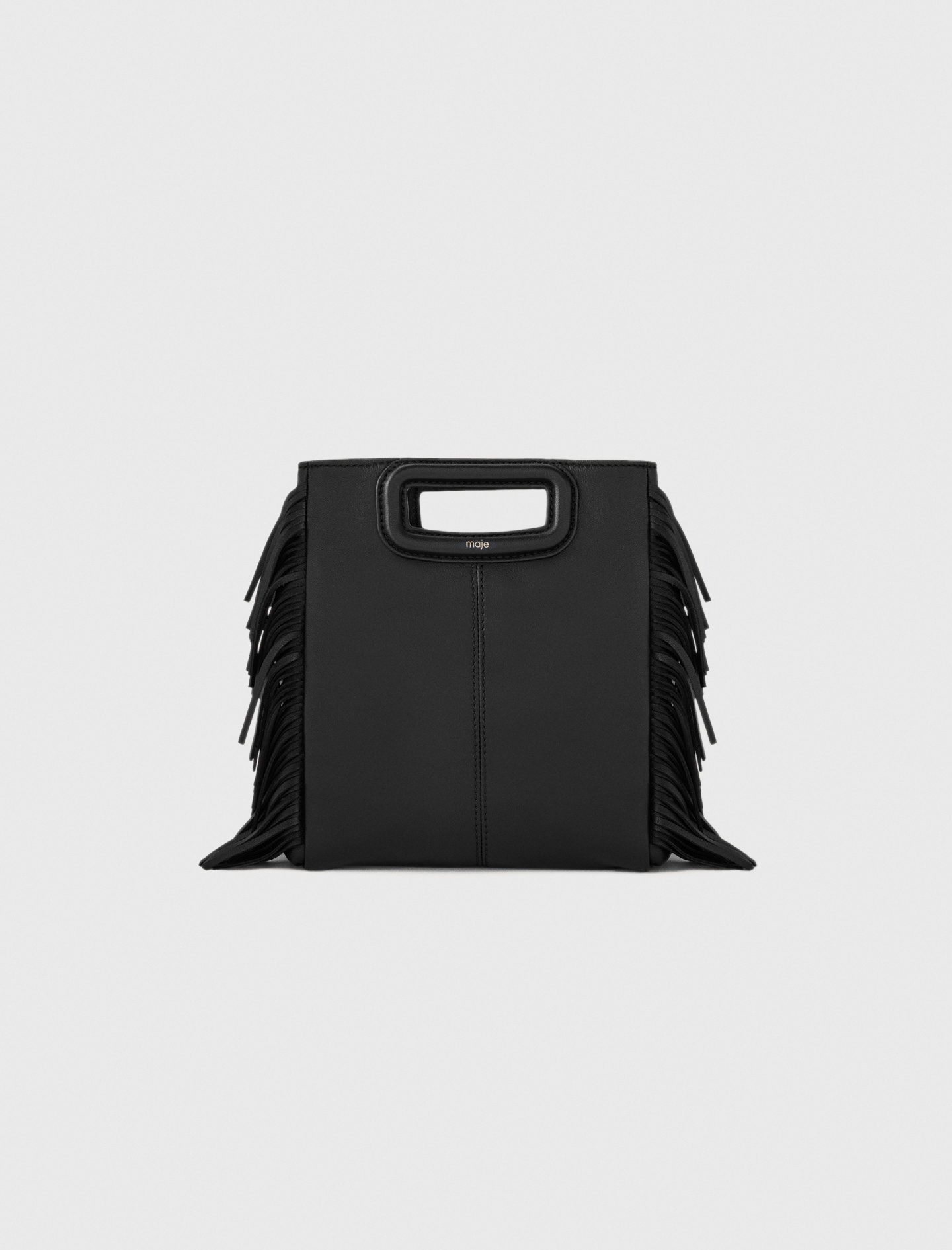 Sac M En Cuir À Franges - Noir - Maje