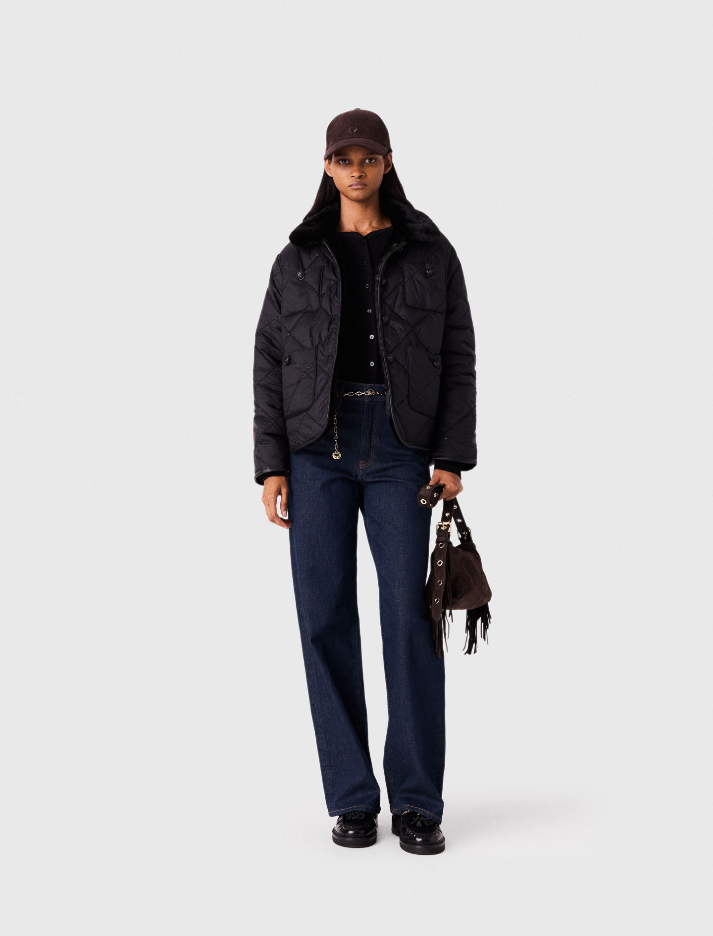 Doudoune Réversible Avec Sequins - Noir - Taille 34 - Maje