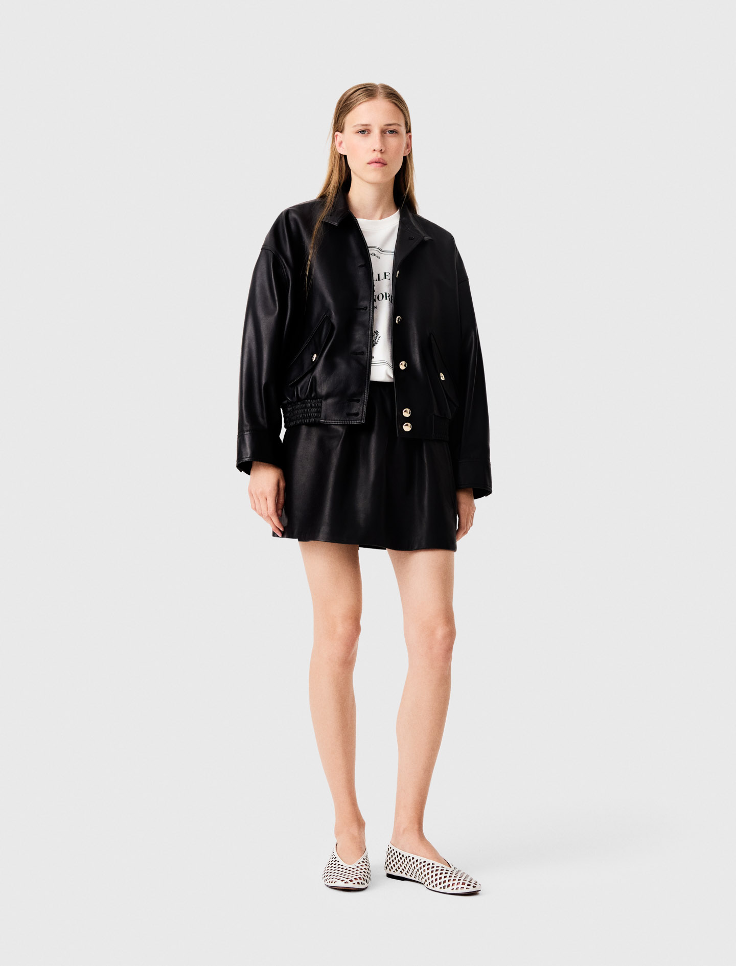 Jupe Courte En Cuir - Noir - Taille 40 - Maje
