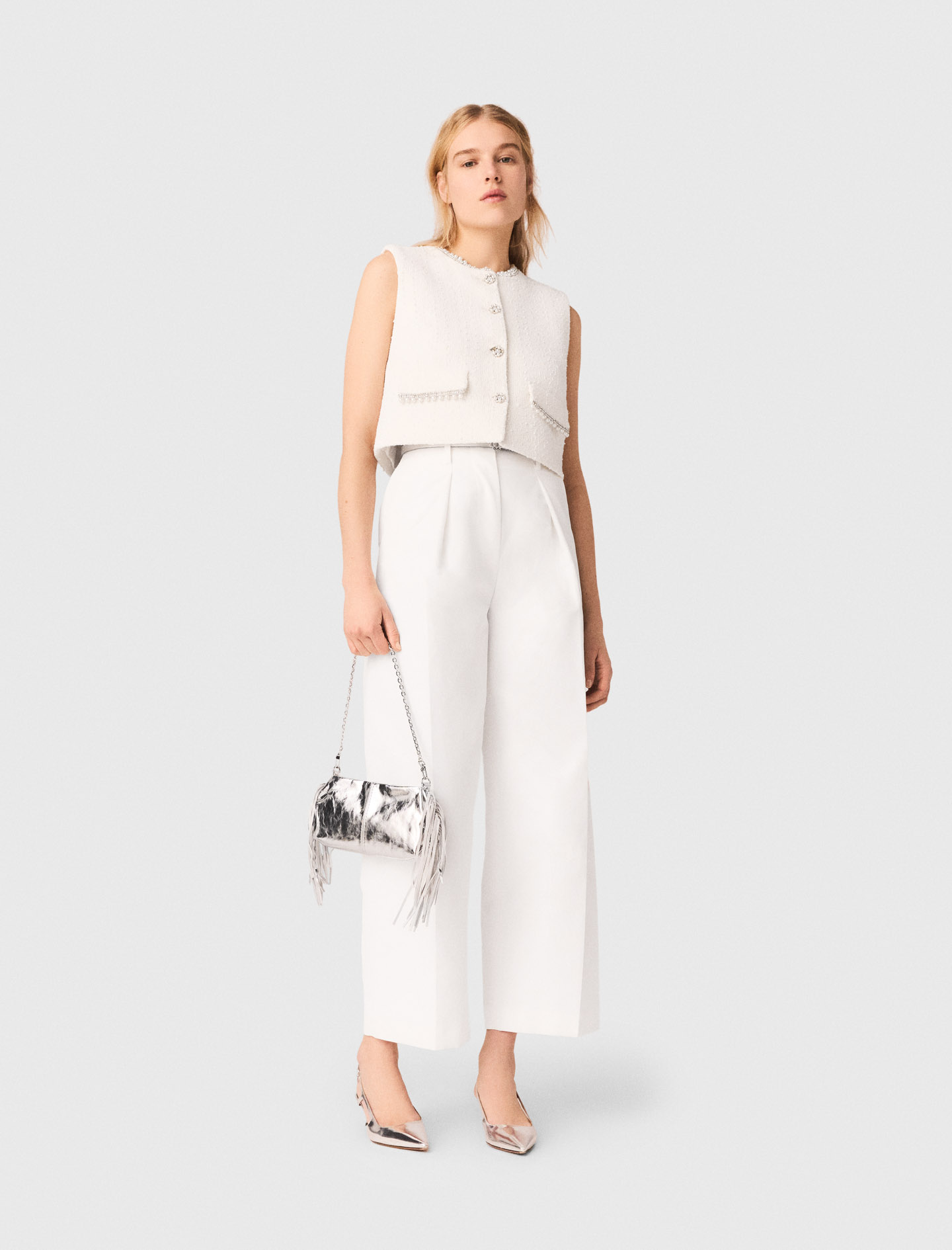 Pantalon De Tailleur Balon - Blanc - Taille 40 - Maje